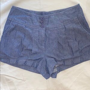 Blue High waisted Pleated shorts